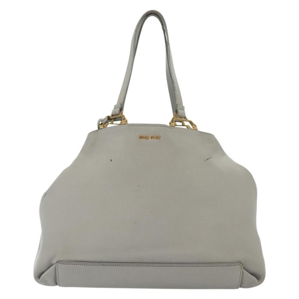 Miu Miu Leather Tote Bag Gray